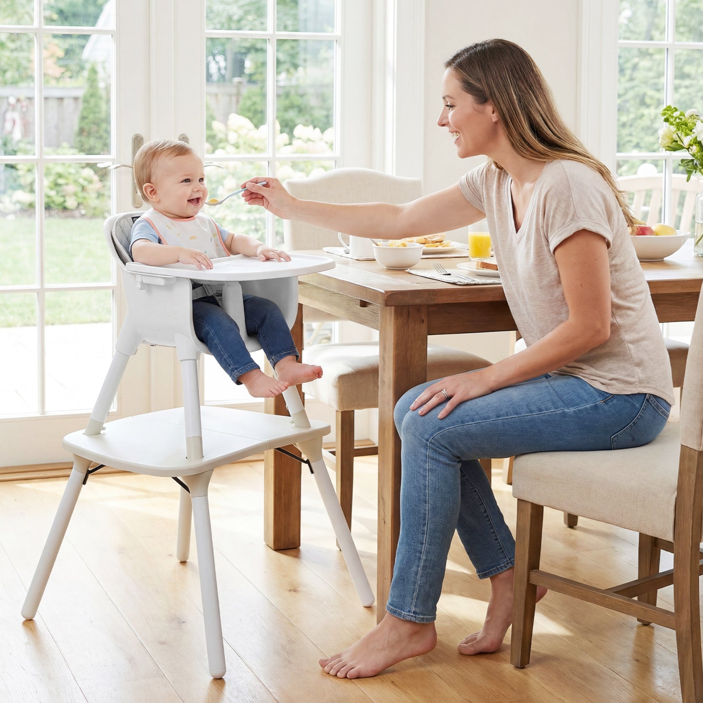 4-in-1 Convertible Toddler Table Chair Set, Cream White High Chairs at Gallery Canada