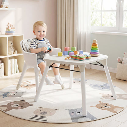 4-in-1 Convertible Toddler Table Chair Set, Cream White High Chairs at Gallery Canada