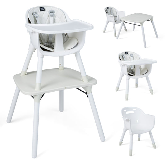 4-in-1 Convertible Toddler Table Chair Set, Cream White High Chairs Cream White at Gallery Canada