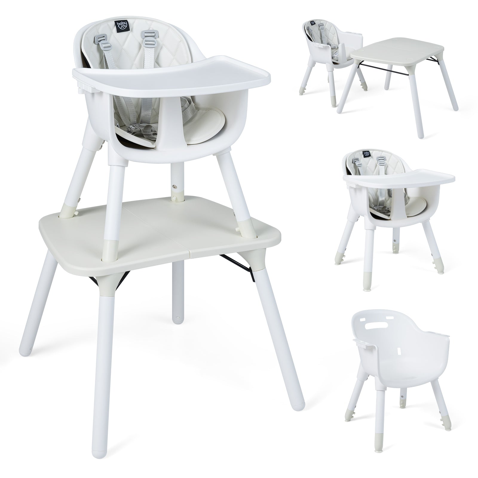 4-in-1 Convertible Toddler Table Chair Set, Cream White High Chairs Cream White at Gallery Canada