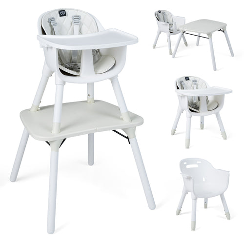 4-in-1 Convertible Toddler Table Chair Set, Cream White