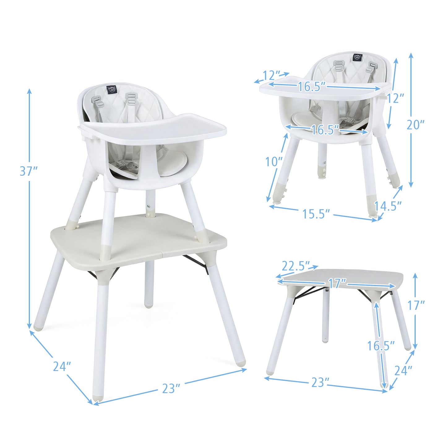 4-in-1 Convertible Toddler Table Chair Set, Cream White High Chairs at Gallery Canada