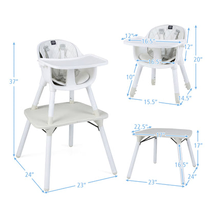 4-in-1 Convertible Toddler Table Chair Set, Cream White High Chairs at Gallery Canada