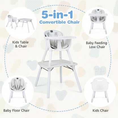 4-in-1 Convertible Toddler Table Chair Set, Cream White High Chairs at Gallery Canada