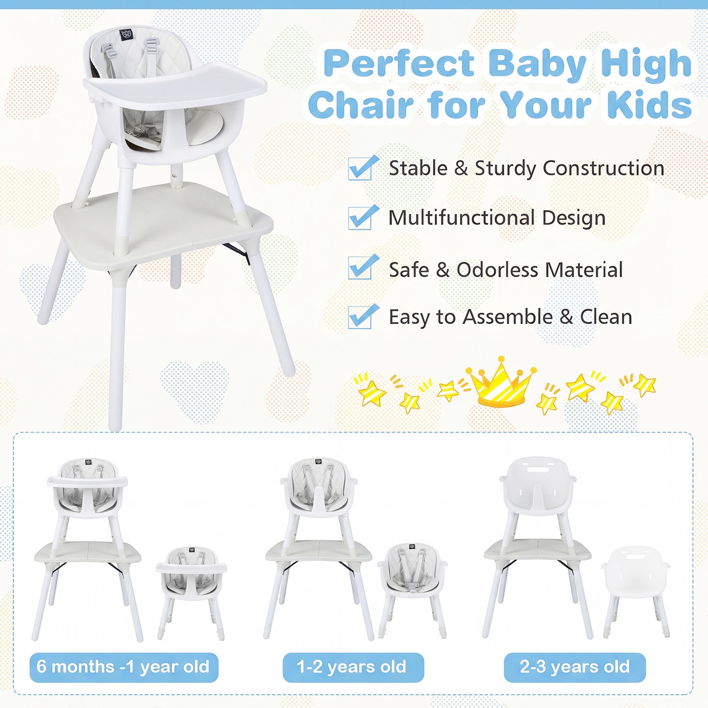 4-in-1 Convertible Toddler Table Chair Set, Cream White High Chairs at Gallery Canada