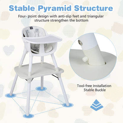 4-in-1 Convertible Toddler Table Chair Set, Cream White High Chairs at Gallery Canada
