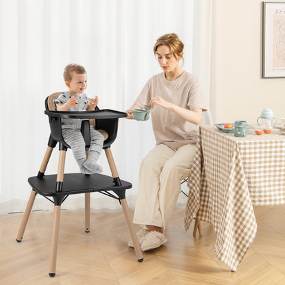 4-in-1 Baby Convertible Toddler Table Chair Set, Brown High Chairs at Gallery Canada