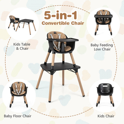 4-in-1 Baby Convertible Toddler Table Chair Set, Brown High Chairs at Gallery Canada