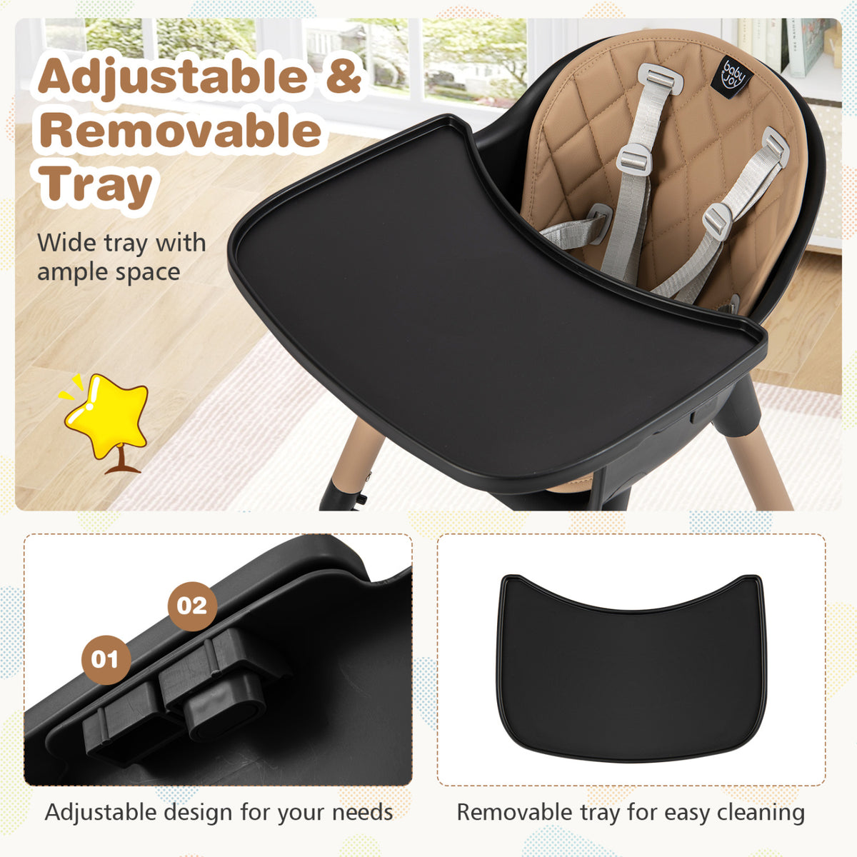 4-in-1 Baby Convertible Toddler Table Chair Set, Brown High Chairs at Gallery Canada