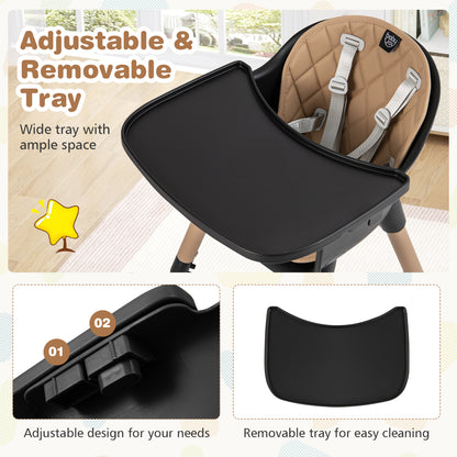 4-in-1 Baby Convertible Toddler Table Chair Set, Brown High Chairs at Gallery Canada