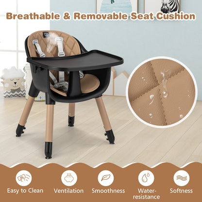 4-in-1 Baby Convertible Toddler Table Chair Set, Brown High Chairs at Gallery Canada