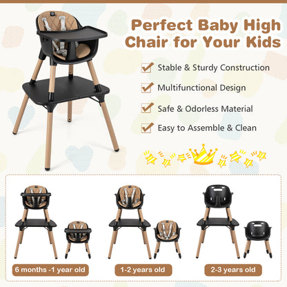 4-in-1 Baby Convertible Toddler Table Chair Set, Brown High Chairs at Gallery Canada