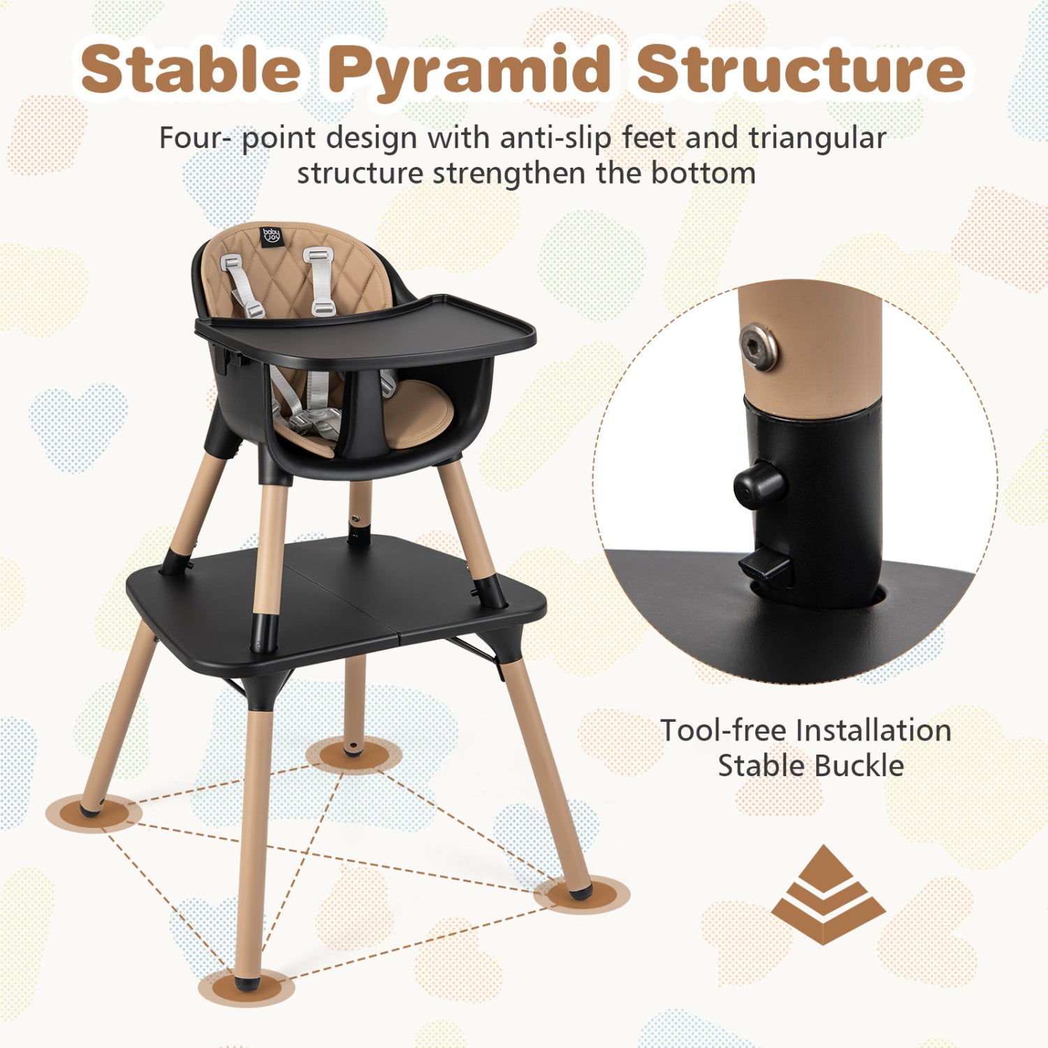 4-in-1 Baby Convertible Toddler Table Chair Set, Brown High Chairs at Gallery Canada