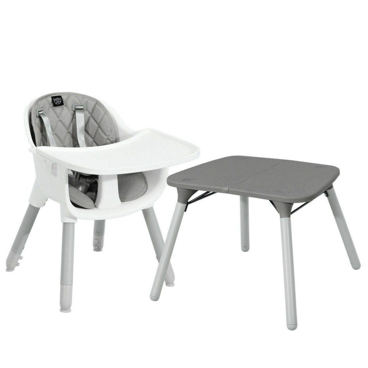 Ensemble table et chaise convertible 4-en-1 pour tout-petit, coussin en PU, gris
