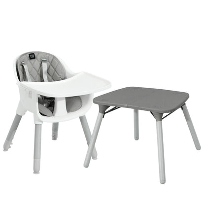 Ensemble table et chaise convertible 4-en-1 pour tout-petit, coussin en PU, gris