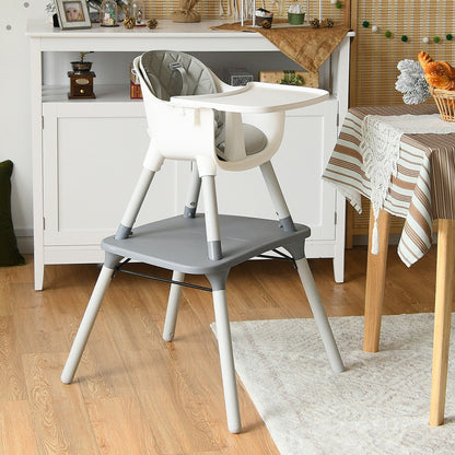 Ensemble table et chaise convertible 4-en-1 pour tout-petit, coussin en PU, gris