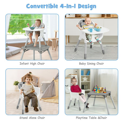 Ensemble table et chaise convertible 4-en-1 pour tout-petit, coussin en PU, gris