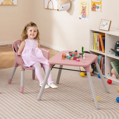 Ensemble table et chaise convertible 4 en 1 pour tout-petit, coussin en PU, rose
