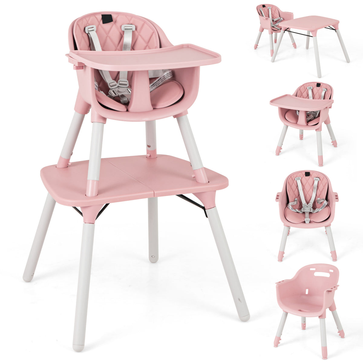 Ensemble table et chaise convertible 4 en 1 pour tout-petit, coussin en PU, rose