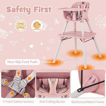 Ensemble table et chaise convertible 4 en 1 pour tout-petit, coussin en PU, rose