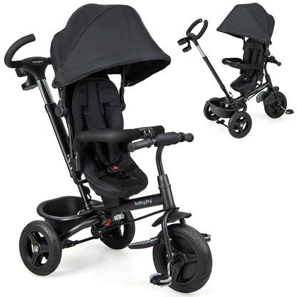 4-In-1 Baby Tricycle, Reversible Seat, 5-Point Safety Harness, Black Baby Strollers Black at Gallery Canada