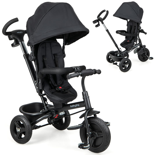 4-In-1 Baby Tricycle, Reversible Seat, 5-Point Safety Harness, Black Baby Strollers Black at Gallery Canada