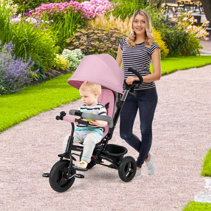 4-in-1 Baby Tricycle Toddler Trike with Reversible Seat and 5-Point Safety Harness, Pink Baby Strollers at Gallery Canada