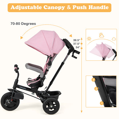 4-in-1 Baby Tricycle Toddler Trike with Reversible Seat and 5-Point Safety Harness, Pink Baby Strollers at Gallery Canada