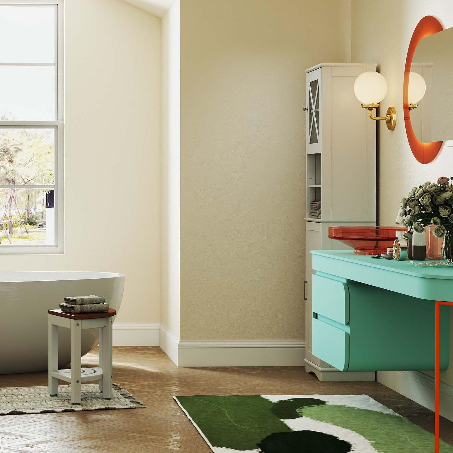 4-in-1 Bath & Storage Combo: Tall Cabinet 4-Drawer Unit Shower Bench & Buffet Sideboard Floor Cabinets Options at Gallery Canada