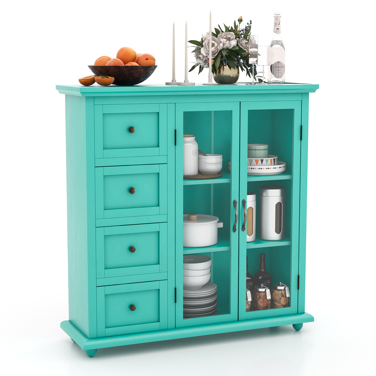 4-in-1 Bath & Storage Combo: Tall Cabinet 4-Drawer Unit Shower Bench & Buffet Sideboard Floor Cabinets at Gallery Canada