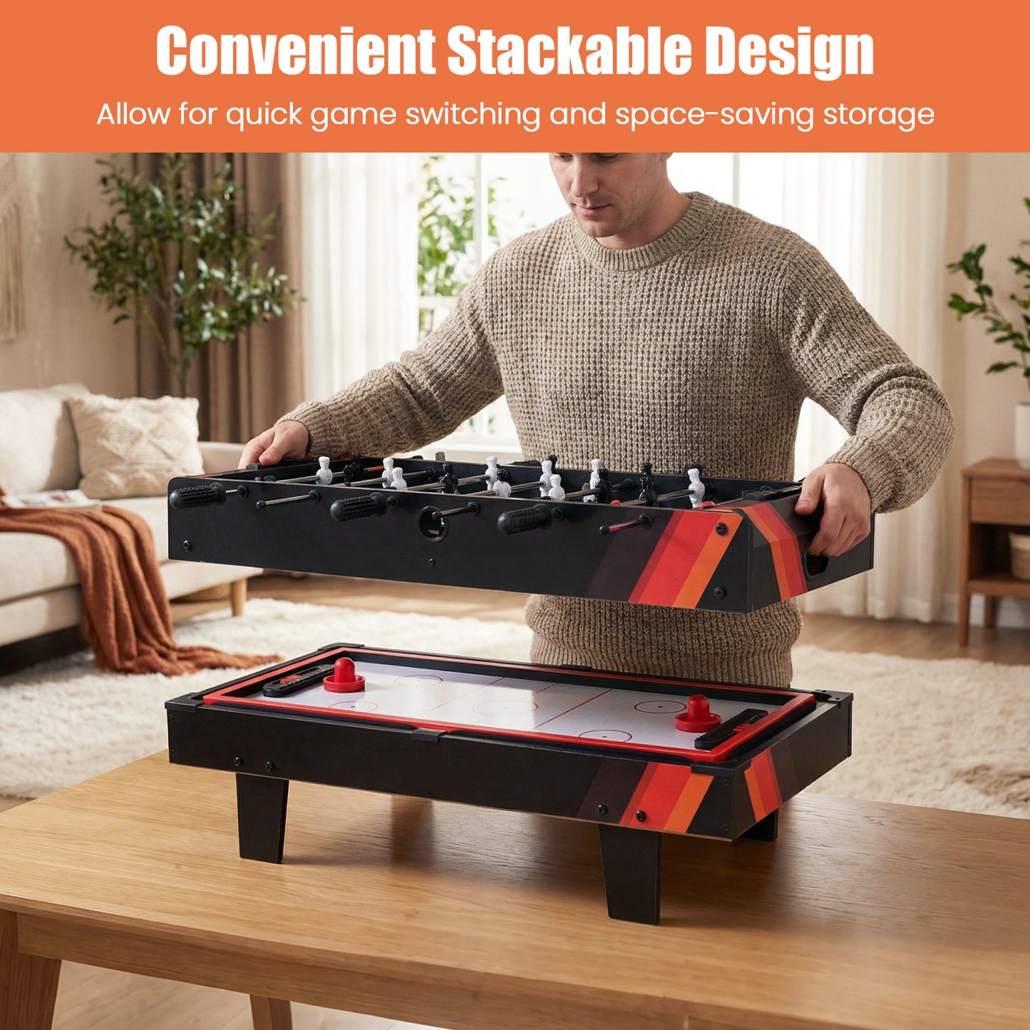 4 in 1 Combo Game Table Set with Billiards, Black Game Room at Gallery Canada
