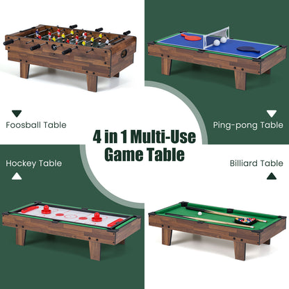 4 in 1 Combo Game Table Set with Billiards, Natural Game Room at Gallery Canada