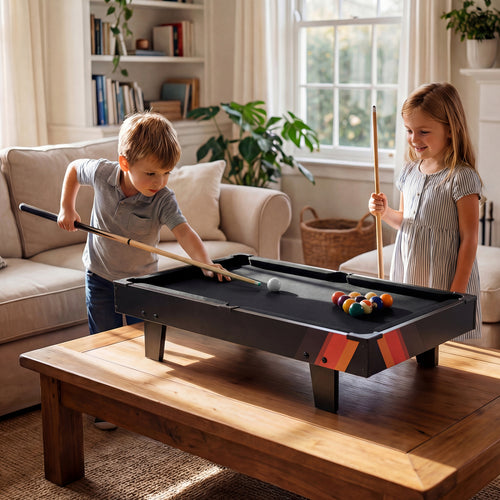 4 in 1 Combo Game Table Set with Billiards, Black