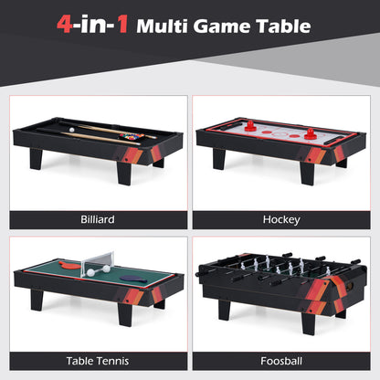 4 in 1 Combo Game Table Set with Billiards, Black Game Room at Gallery Canada