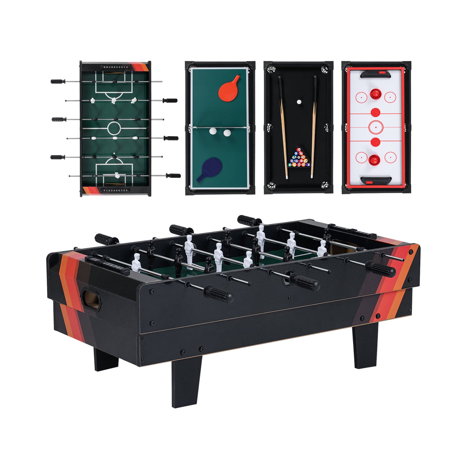4 in 1 Combo Game Table Set with Billiards, Black Game Room at Gallery Canada