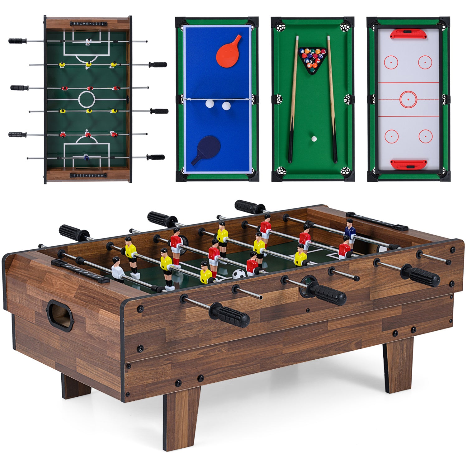 4 in 1 Combo Game Table Set with Billiards, Natural Game Room at Gallery Canada