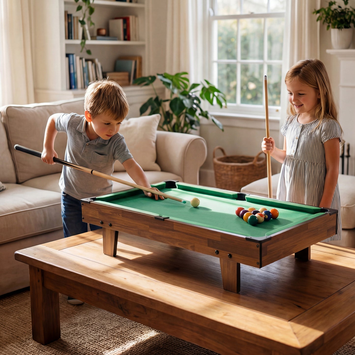 4 in 1 Combo Game Table Set with Billiards, Natural Game Room at Gallery Canada