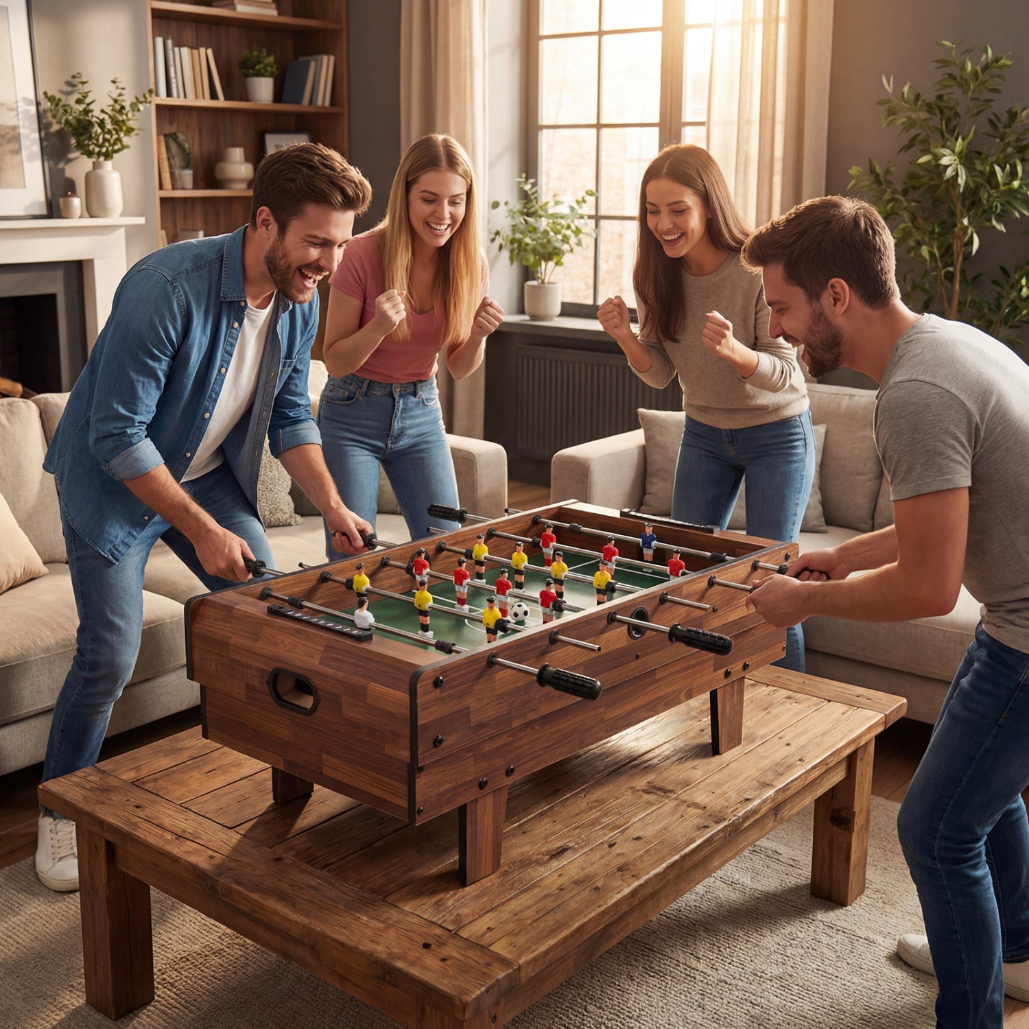 4 in 1 Combo Game Table Set with Billiards, Natural Game Room at Gallery Canada