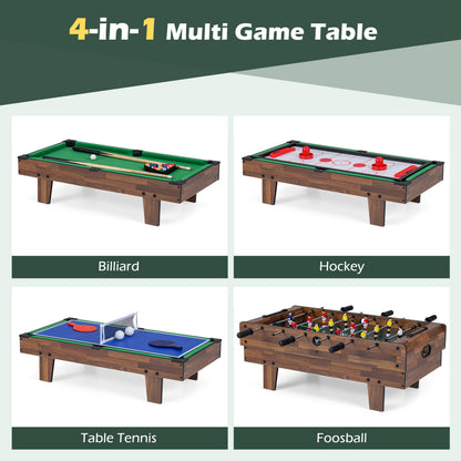 4 in 1 Combo Game Table Set with Billiards, Natural Game Room at Gallery Canada