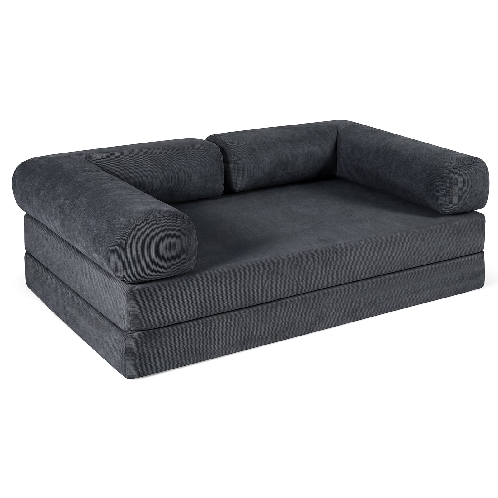 4-In-1 Convertible Folding Sofa Bed, Comfy Corduroy Cover, Gray Sofas & Loveseats Gray at Gallery Canada