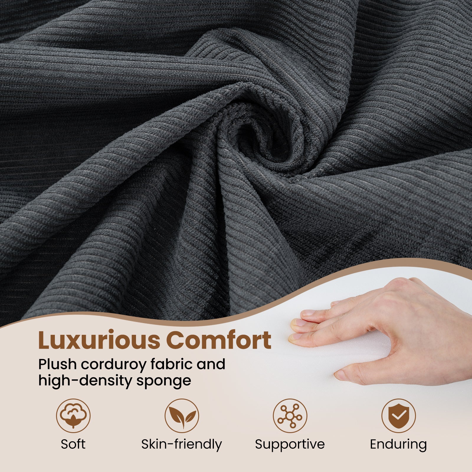 4-In-1 Convertible Folding Sofa Bed, Comfy Corduroy Cover, Gray Sofas & Loveseats at Gallery Canada