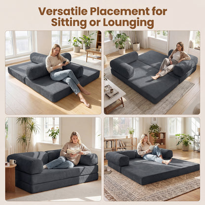 4-In-1 Convertible Folding Sofa Bed, Comfy Corduroy Cover, Gray Sofas & Loveseats at Gallery Canada