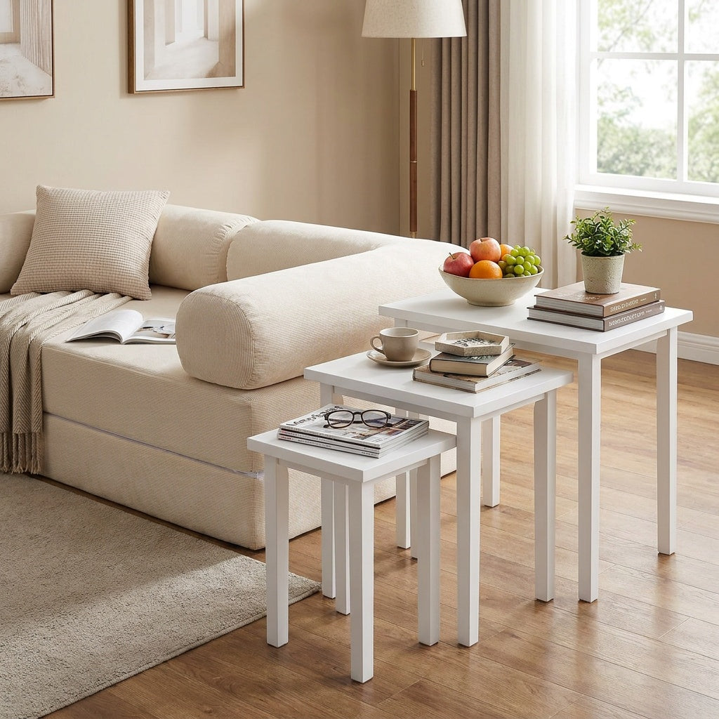4-in-1 Convertible Folding Sofa Bed and 3-Piece Side Table Set Living Room at Gallery Canada