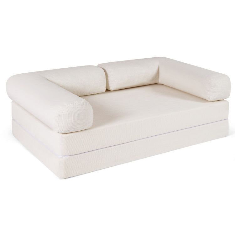 4-in-1 Convertible Folding Sofa Bed and 3-Piece Side Table Set Living Room at Gallery Canada