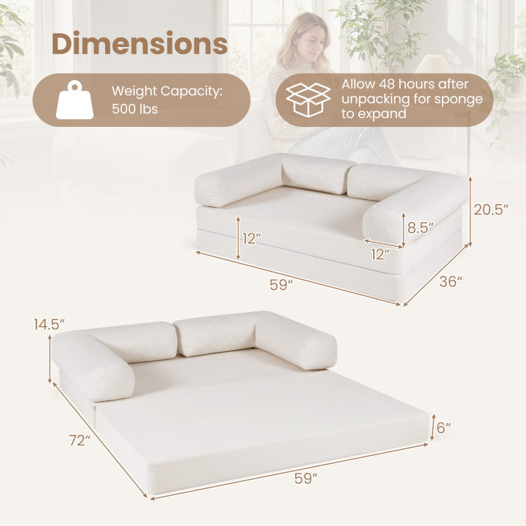 4-in-1 Convertible Folding Sofa Bed and 3-Piece Side Table Set Living Room at Gallery Canada
