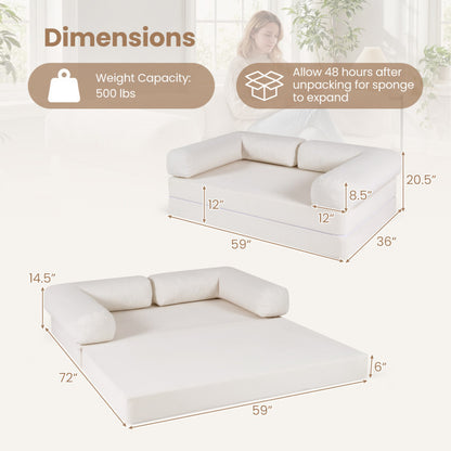 4-in-1 Convertible Folding Sofa Bed and 3-Piece Side Table Set Living Room at Gallery Canada
