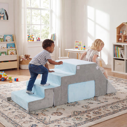 4-in-1 Foam Climbing Blocks, Toddler Indoor Climb With Slide, Gray Climbers & Slides at Gallery Canada