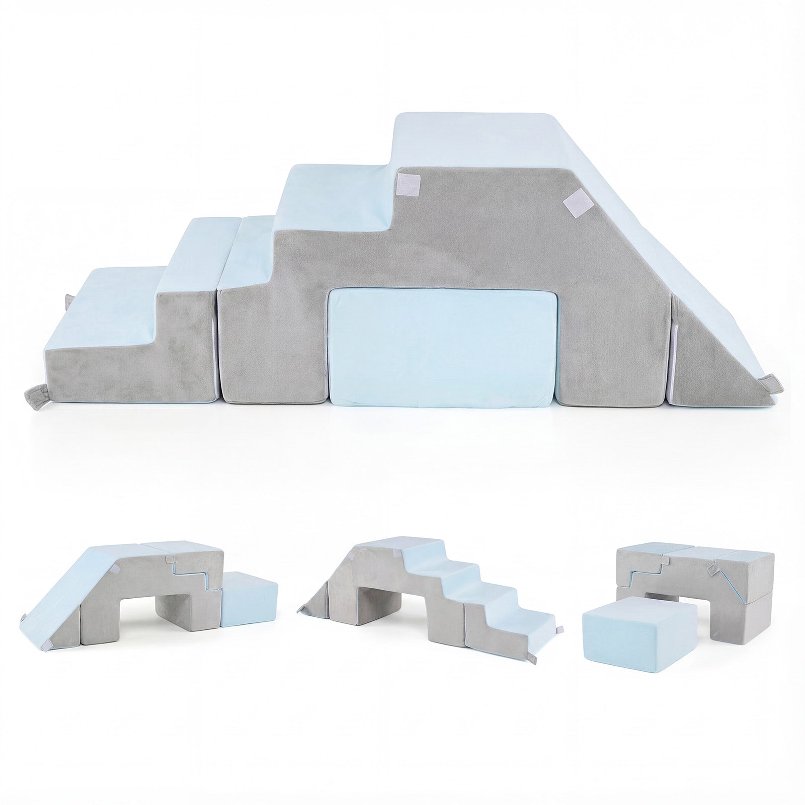 4-in-1 Foam Climbing Blocks, Toddler Indoor Climb With Slide, Gray Climbers & Slides at Gallery Canada