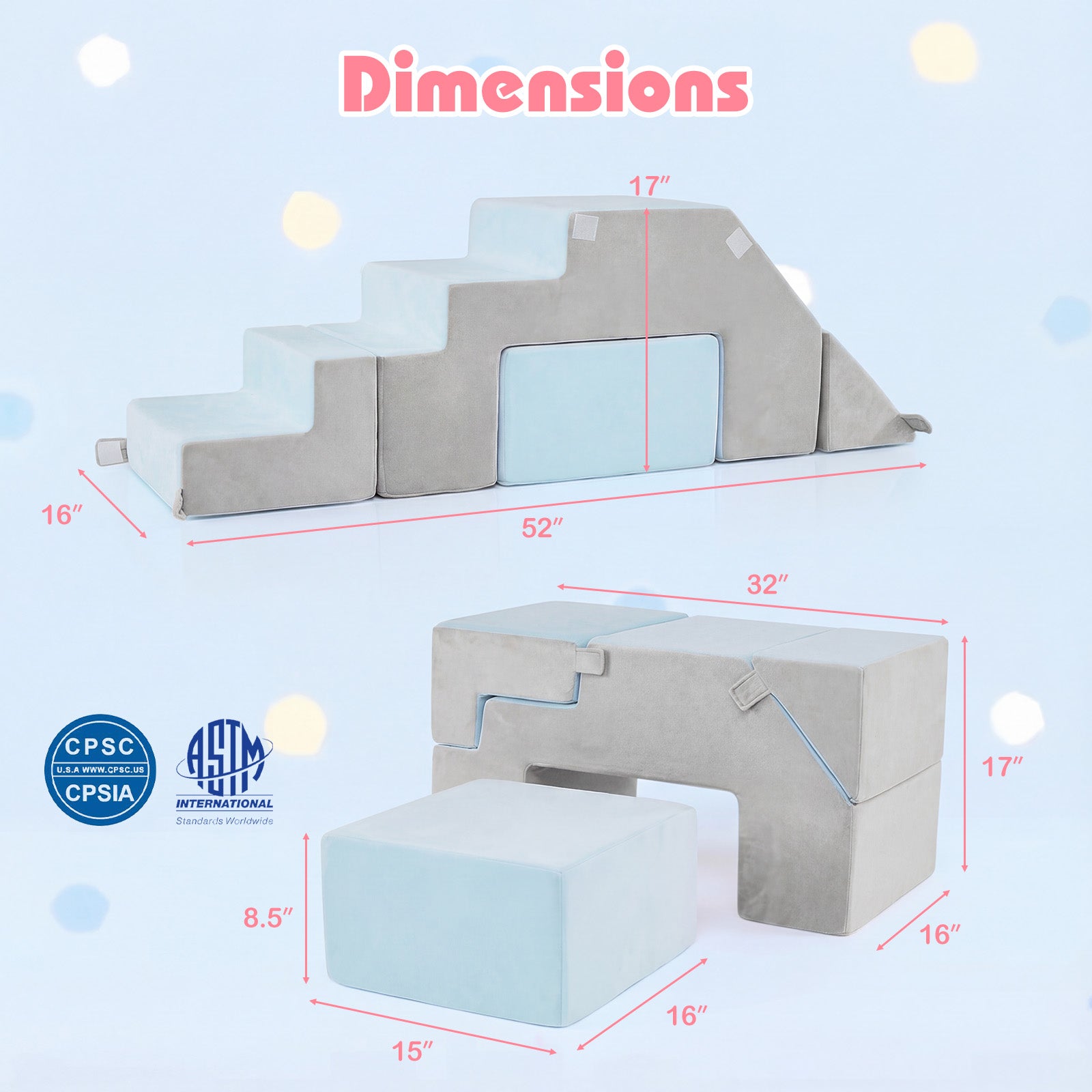 4-in-1 Foam Climbing Blocks, Toddler Indoor Climb With Slide, Gray Climbers & Slides at Gallery Canada