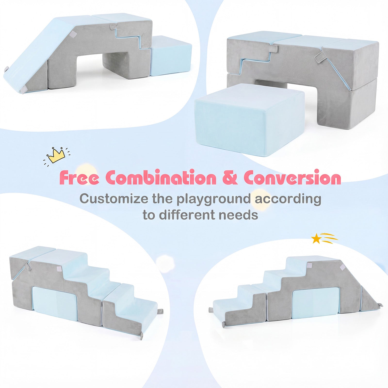4-in-1 Foam Climbing Blocks, Toddler Indoor Climb With Slide, Gray Climbers & Slides at Gallery Canada